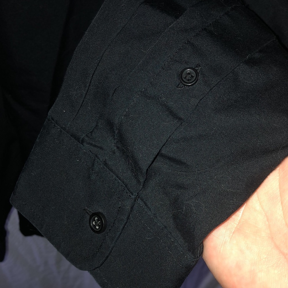 Port Authority Black Button Down Unisex Long Sleeve Classic Cotton/Poly Blend - Picture 3 of 7